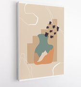 Canvas schilderij - Earth tones landscapes backgrounds set with moon and sun. Abstract Plant Art design for print, cover, wallpaper and natural wall art. 1 -    – 1827852698 - 40-3