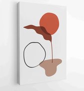 Canvas schilderij - Foliage line art drawing with abstract shape. Abstract Plant Art design for print, cover, wallpaper, Minimal and natural wall art. 1 -    – 1810924390 - 115*75