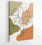 Canvas schilderij - Foliage line art drawing with abstract shape. Abstract Plant Art design for print, cover, wallpaper, Minimal and natural wall art. 1 -    – 1821354560 - 80*60 V