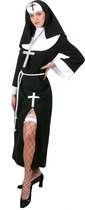 Funny Fashion - Non Kostuum - Vrome Zuster Clarissen - Vrouw - Zwart - Maat 52-54 - Carnavalskleding - Verkleedkleding