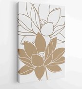 Canvas schilderij - Lotus flower Foliage line art drawing with abstract shape. Abstract Plant Art design for print, cover, wallpaper, Minimal and natural wall art. 3 -    – 1820081