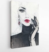 Canvas schilderij - Glove. beautiful woman. fashion illustration. acrylic painting -   1215719365 - 80*60 Vertical