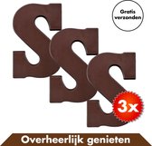 3 Kleine Chocoladeletters van de letter S van In Round – 3 x 40 gram – 120 gram Melkchocolade Letters – Chocoladeletter – Chocolade Letter – Sint en Piet – Sinterklaas Letterreep –