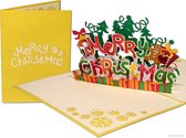 Popcards popupkaarten – Kerstkaart Merry Christmas Kerstboom Cadeaus pop-up kaart 3D wenskaart