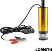 LORIOTH® Elektrische Oliepomp - Professionele Dieselpomp - efficiënte Aluminium Pomp - Draagbare Brandstofpomp - Met Filter -Geel