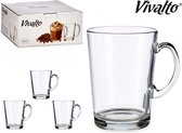 Set van 6 Koffieglazen/Theeglazen met oor - 25 cl