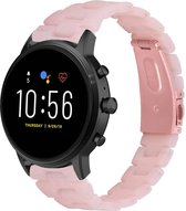 Resin Smartwatch bandje - Geschikt voor  Fossil Gen 5 resin band - roze - Strap-it Horlogeband / Polsband / Armband
