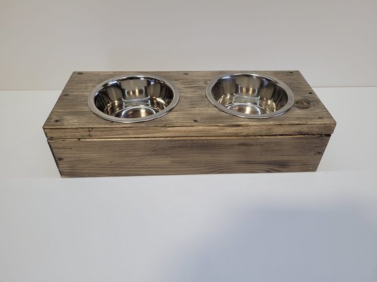 Voerbak Houten Voerbak - Voor hond - Steigerhout - 48x19x12 cm
