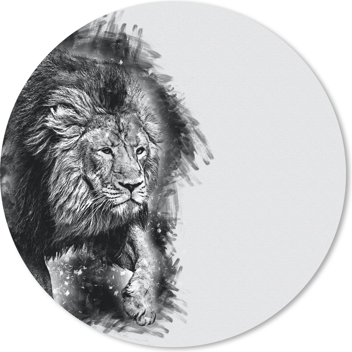 Muismat rond 30x30 cm - Mousepad Leeuw - Zwart - Wit - Ronde muismatten