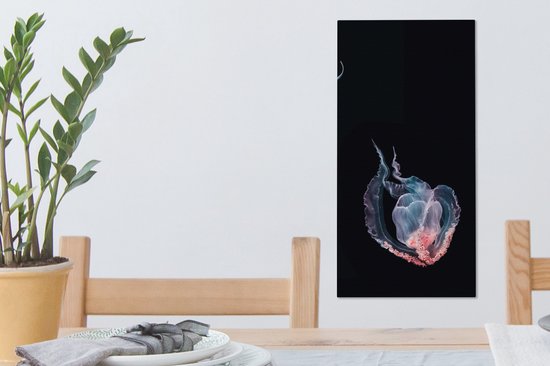 Tableau sur toile Méduse - Animaux aquatiques - Zwart - 20x40 cm - Décoration murale