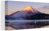 Canvas Schilderij Fuji berg vanuit het meer Yamanaka in het Aziatische Japan - 80x40 cm - Wanddecoratie