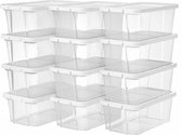Luxiqo® 12 Opslag Dozen - Plastic Opslag Bak - Opslag Dozen Set - 35 x 20 x 12,5cm - Transparant