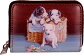 Portemonnee met 3 puppies in een mandje - 13x9cm