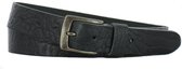 Leren Riem Heren/Dames Krokoprint | 3.5cm breed | Riemmaat: 85cm (totale lengte: 100cm) | 100% echt leer | Kleur: navy | Nikkelvrije gesp