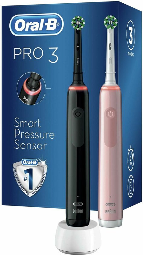 Oral-B Pro 3 - 3900 - Zwarte en Roze - Elektrische Tandenborstel