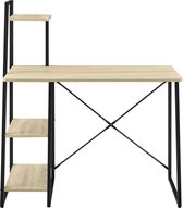 Bureau - Met 3 planken - Spaanplaat & metaal - Hout kleurig (eiken) & zwart - Afmeting (BxDxH) 102 x 50 x 117 cm