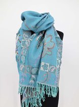 Blauwe wollen kasjmier sjaal - 180 x 70 - 100% wol