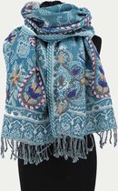 Blauwe wollen kasjmier sjaal - 100% wol - 180 x 70 cm - Laila's Boutique
