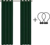 Fles groene kleur Verduisterende gordijnen - Blackout -Kant en klaar - gordijn - Met Ring Curtains - 140 x 250 cm- Prijs is voor 1 Stuk