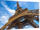 Eiffeltoren-constructie voor blauwe Parijse lucht - Foto op Dibond - 60 x 40 cm