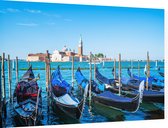 Gondels afgemeerd voor het San Marcoplein in Venetië - Foto op Dibond - 60 x 40 cm