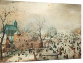 Winterlandschap met schaatsers, Hendrick Avercamp - Foto op Dibond - 60 x 40 cm