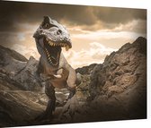 Dinosaurus T-Rex op maanlandschap - Foto op Dibond - 80 x 60 cm