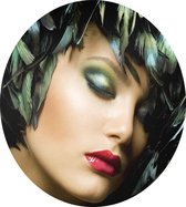 Portret van een vrouw met bladeren - Foto op Dibond - ⌀ 40 cm