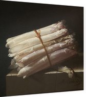 Stilleven met asperges, Adriaen Coorte - Foto op Dibond - 80 x 80 cm