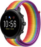 Nylon Smartwatch bandje - Geschikt voor  Fossil Gen 5 nylon band - regenboog - Strap-it Horlogeband / Polsband / Armband