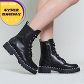 ELINE - zwarte boots - pareltjes