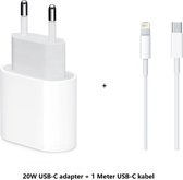 iPhone USB‑C-lichtnetadapter van 20 W + 1 Meter USB-C naar Lightning kabel - Ondersteunt snelladen vanaf iPhone 8 en nieuwer model - iPhone 12/13 Pro 20W USB-C Oplader met 1m USB-C
