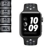 Compatible Apple Watch Bandje - Silicone Sportbandje Nike Look - Apple Watch 42/44/45mm M/L - Zwart / Grijs