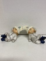 Kerstbeeldjes - Set van 2 stuks - Kerst meisjes - creme kleurig - Kerstdecoratie - 12x5x7.5cm