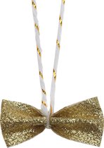 Glitter trikjes met lint goud, 10 stuks