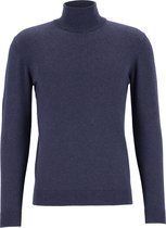 Michaelis heren trui katoenmengsel - slim fit met col - marine blauw -  Maat: M