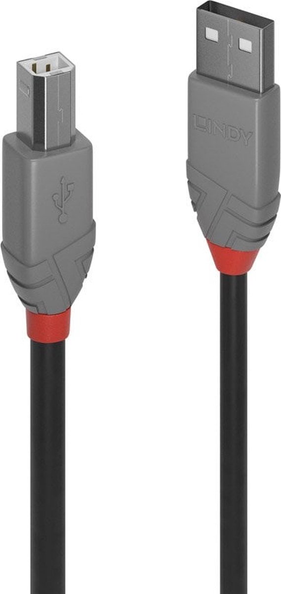 LINDY USB-kabel USB 2.0 USB-A stekker, USB-B stekker 10.00 m Zwart 36677