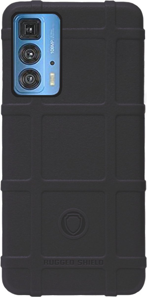 RUGGED SHIELD Rubber Bumper Case Hoesje Geschikt Voor Motorola Moto Edge 20 Pro - Zwart