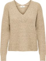 Jacqueline de Yong Trui Jdywendy L/s V-neck Pullover Knt 15204674 Cement/w Black Pl Dames Maat - L