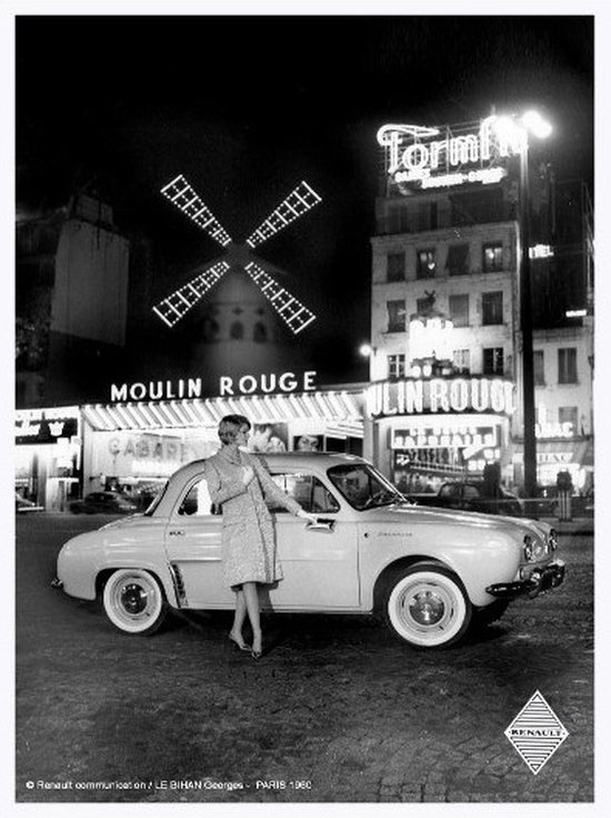 metalen wandbord Renault Dauphine Moulin rouge 15x21 cm