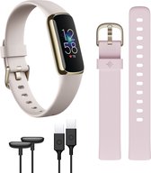 Bol.com Fitbit Luxe - Activity Tracker - Limited edition giftbox - Extra lichtroze bandje en oplaadkabel - Wit/Roze aanbieding