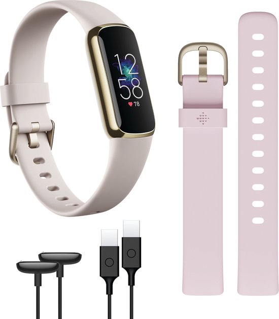 Fitbit Luxe - Activity Tracker - Limited edition giftbox - Extra lichtroze bandje en oplaadkabel - Wit/Roze