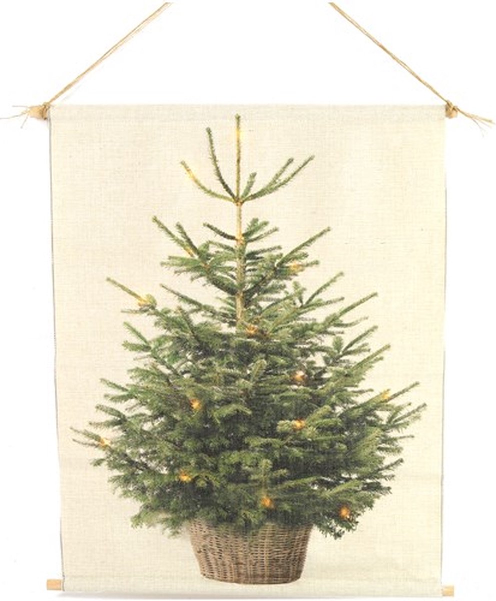 Countryfield Wanddoek Kerstboom met LED - 40 x 60 cm