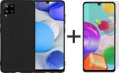 iParadise Samsung A42 Hoesje - Samsung galaxy A42 hoesje zwart siliconen case hoes cover hoesjes - 1x Samsung A42 screenprotector