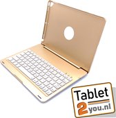 Tablet2you - Toetsenbord - Notebookcase - Keyboard - Hoes - Apple iPad 10.2 - 2019 - 2020 - Goud kleur