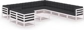 Decoways - 12-delige Loungeset met kussens massief grenenhout wit