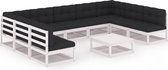 Decoways - 10-delige Loungeset met kussens massief grenenhout wit