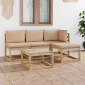 Decoways - 5-delige Loungeset met beige kussens