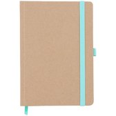 Notitieboek met elastiek en penloop - bruin - turquoise