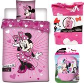 Disney Minnie Mouse Proud - Dekbedovertrek - Eenpersoons - 140 x 200 cm - Polyester- Roze , incl. Minnie Mouse nachtlampje